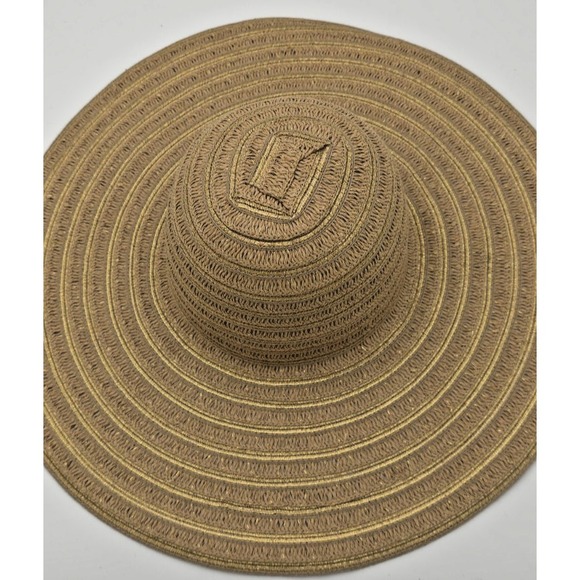 Nine West Accessories - Nine West Sun Hat Women's One Size Straw Gold Wide Brim Floppy Beach Summer‎